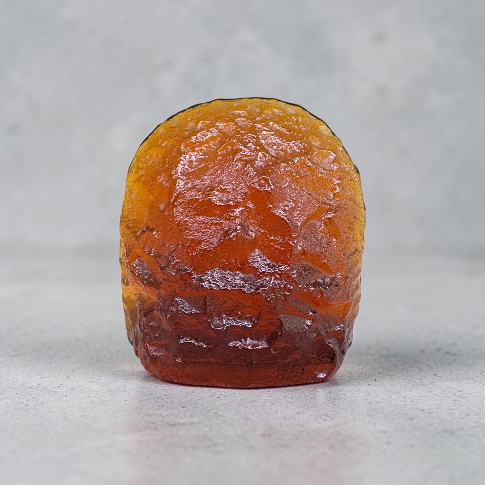 Vintage Mid-Century Amber Glass Bookend 1960s Blenko Style Heavy